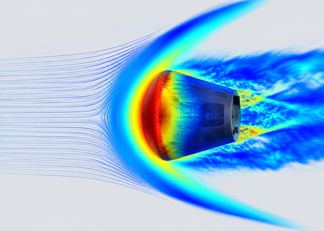 Re-entry heating mapped on a capsule